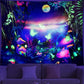 Blacklight Fantasy Forest Tapestry UV Reactive Bedroom Home Decoration