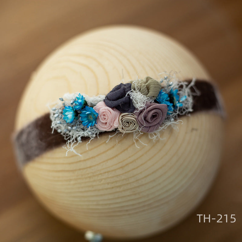 Newborn Photography Velvet Flower Pearl Headband Hair Accessories TH2