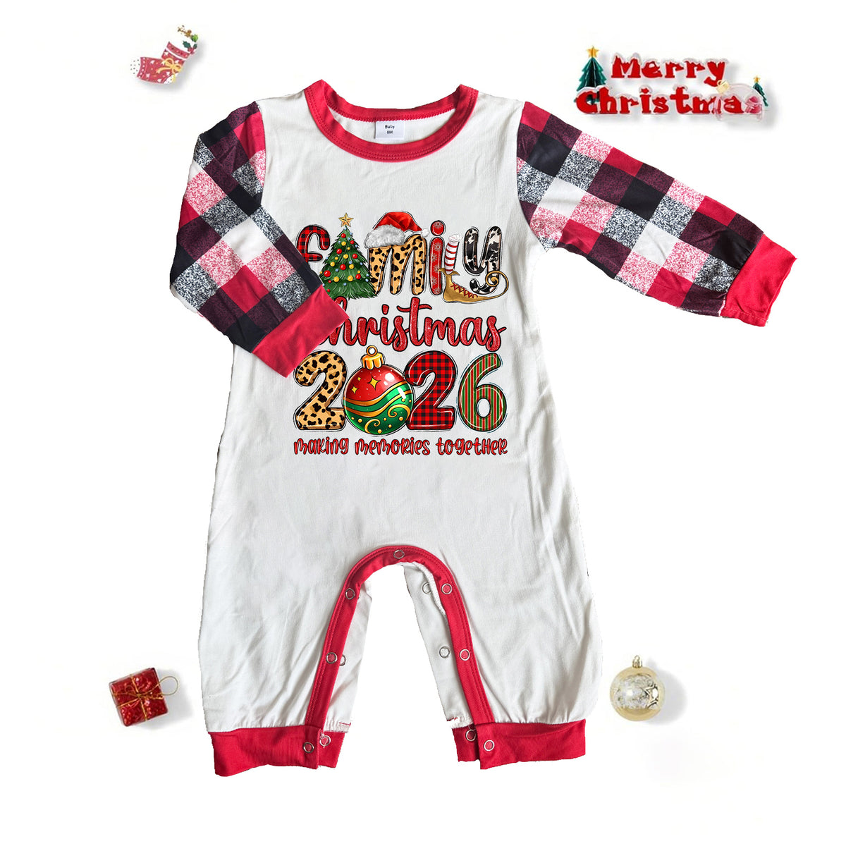 Christmas Long Sleeve Pajamas Plaid Tree Family Print Christmas Pajama Set CHP-77