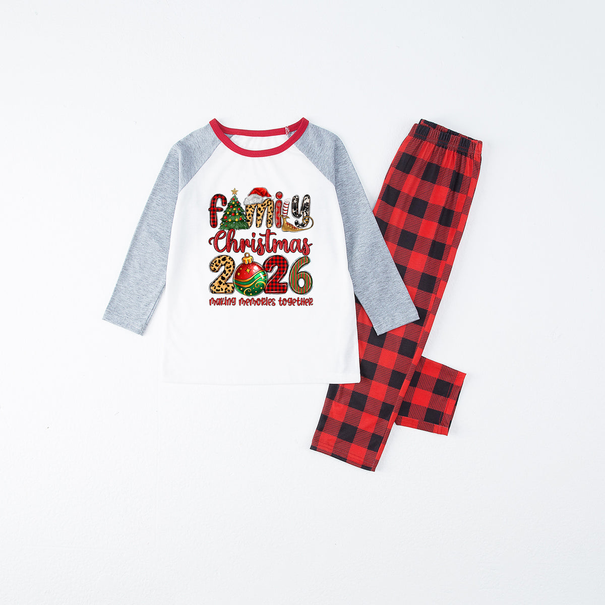 Christmas Pajamas Colorful Ornament Letter Print Matching Family Photo Outfit Christmas Sleepwear CHP-112