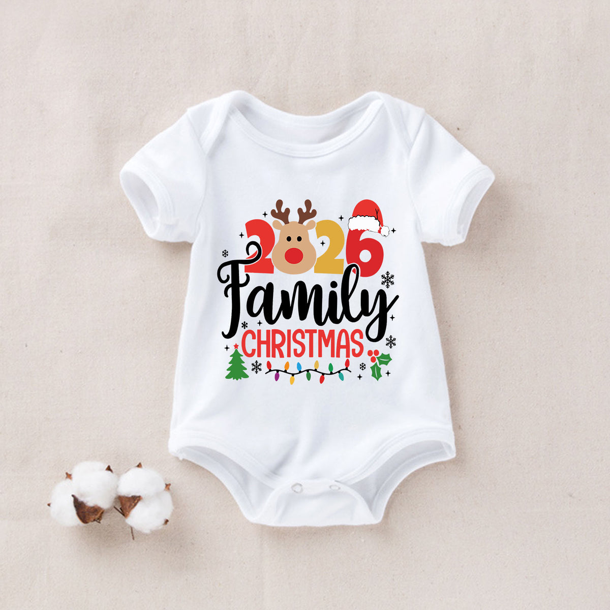 Family Christmas Pajamas Reindeer Faces Festive Lettering Holiday Pajamas CHP-24