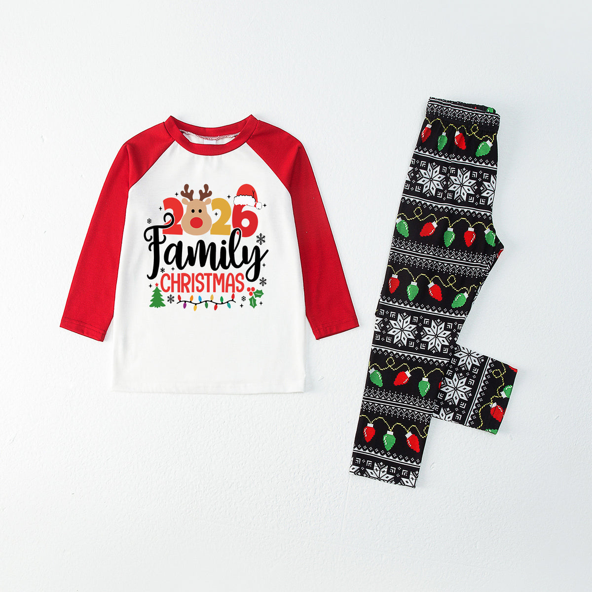 Christmas Pajamas 2026 Family Christmas Reindeer Face Print Matching Family Sleepwear CHP-128
