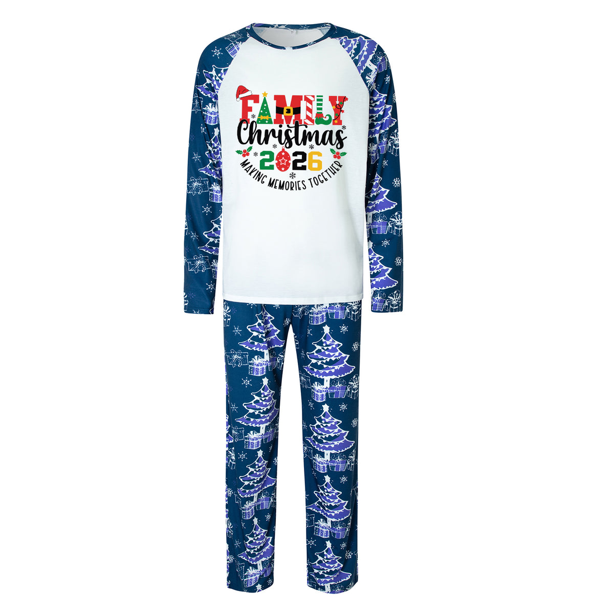 Christmas Pajamas Family Christmas 2026 Santa Hat Festive Lettering Matching Family Sleepwear CHP-142