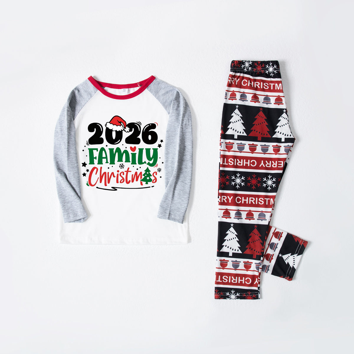 Christmas Photo Session Outfits Bold Colorful Family Typography Christmas PJs CHP-58