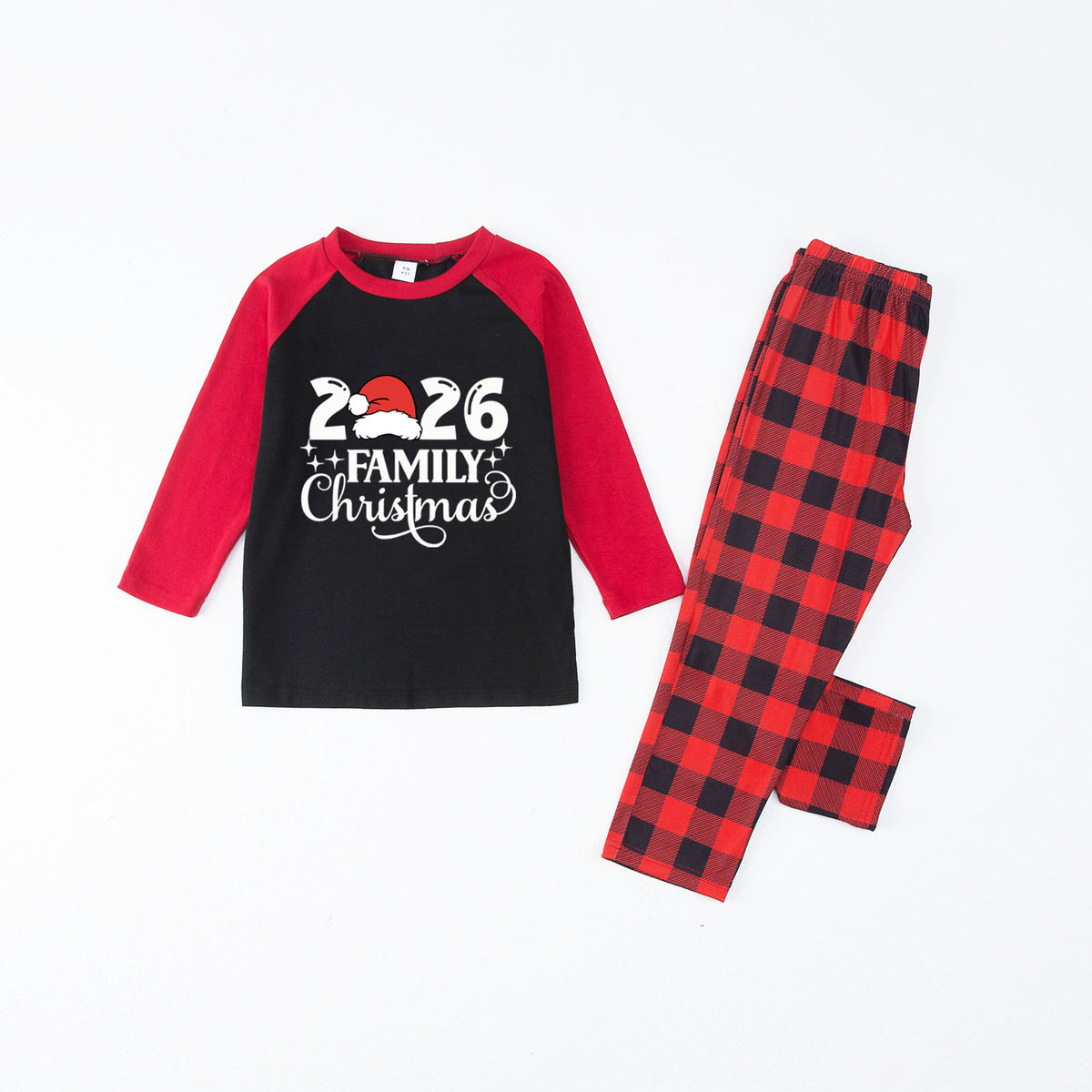Family Christmas Pajamas Santa Hat Typography Christmas Photo Session Outfits CHP-46