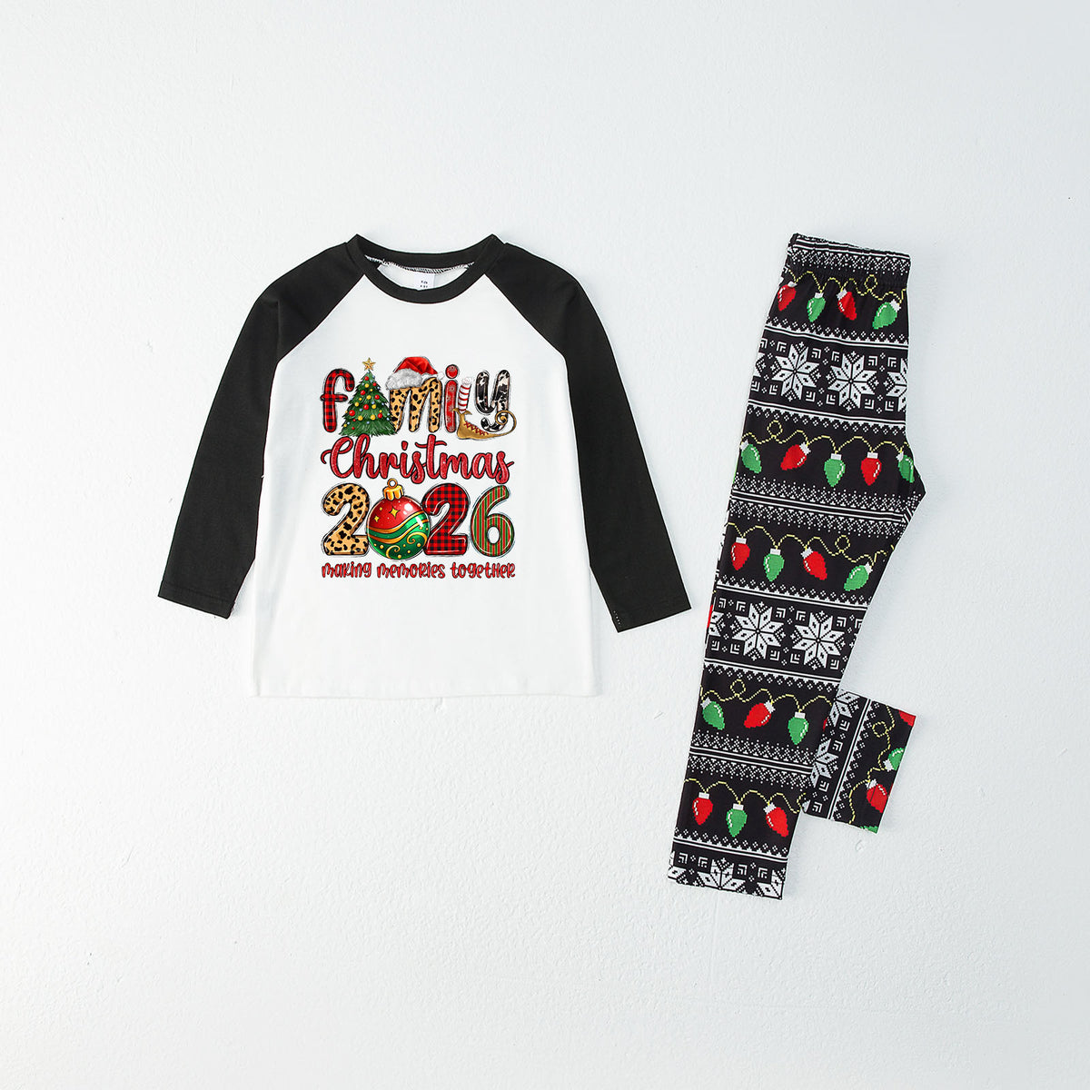 Christmas Pajamas Family Christmas 2026 Mixed Pattern Letter Print Matching Family Photoshoot Sleepwear CHP-123