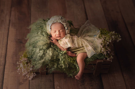 Newborn photography props lace one-piece dress for baby girl (with matching headpiece) CL5