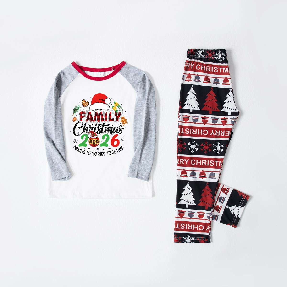 Matching Christmas Pajamas Santa Gingerbread Print Graphic Christmas Family Pajamas CHP-56