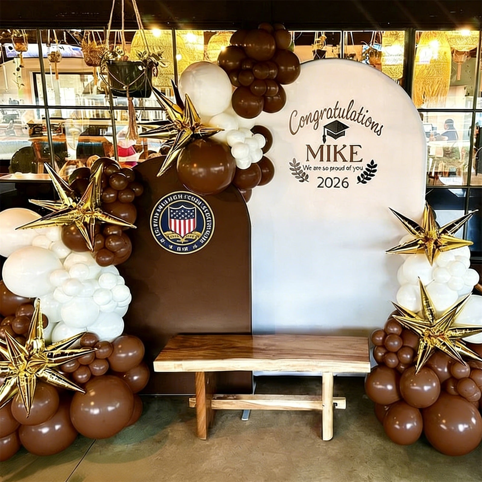 Graduation Backdrop Kit Brown White Arch Chiara Custom Backdrop