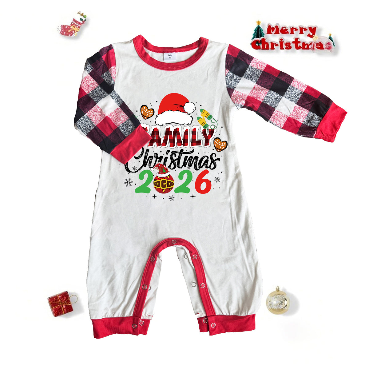 Holiday Pajamas Santa Hat Colorful Typography Family Christmas Pajamas CHP-75