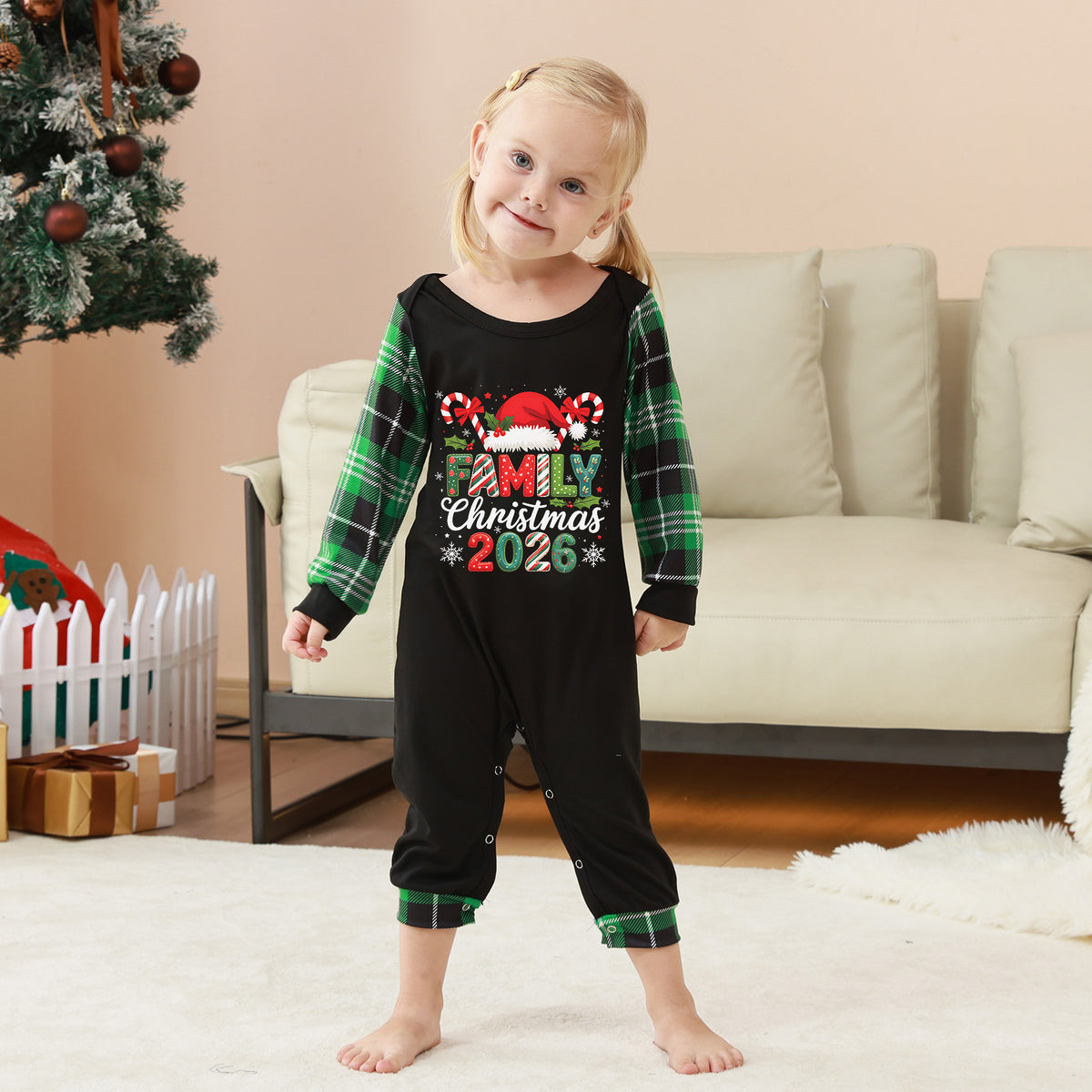 Christmas PJs Candy Cane Santa Print Cozy Christmas Pajamas CHP-20