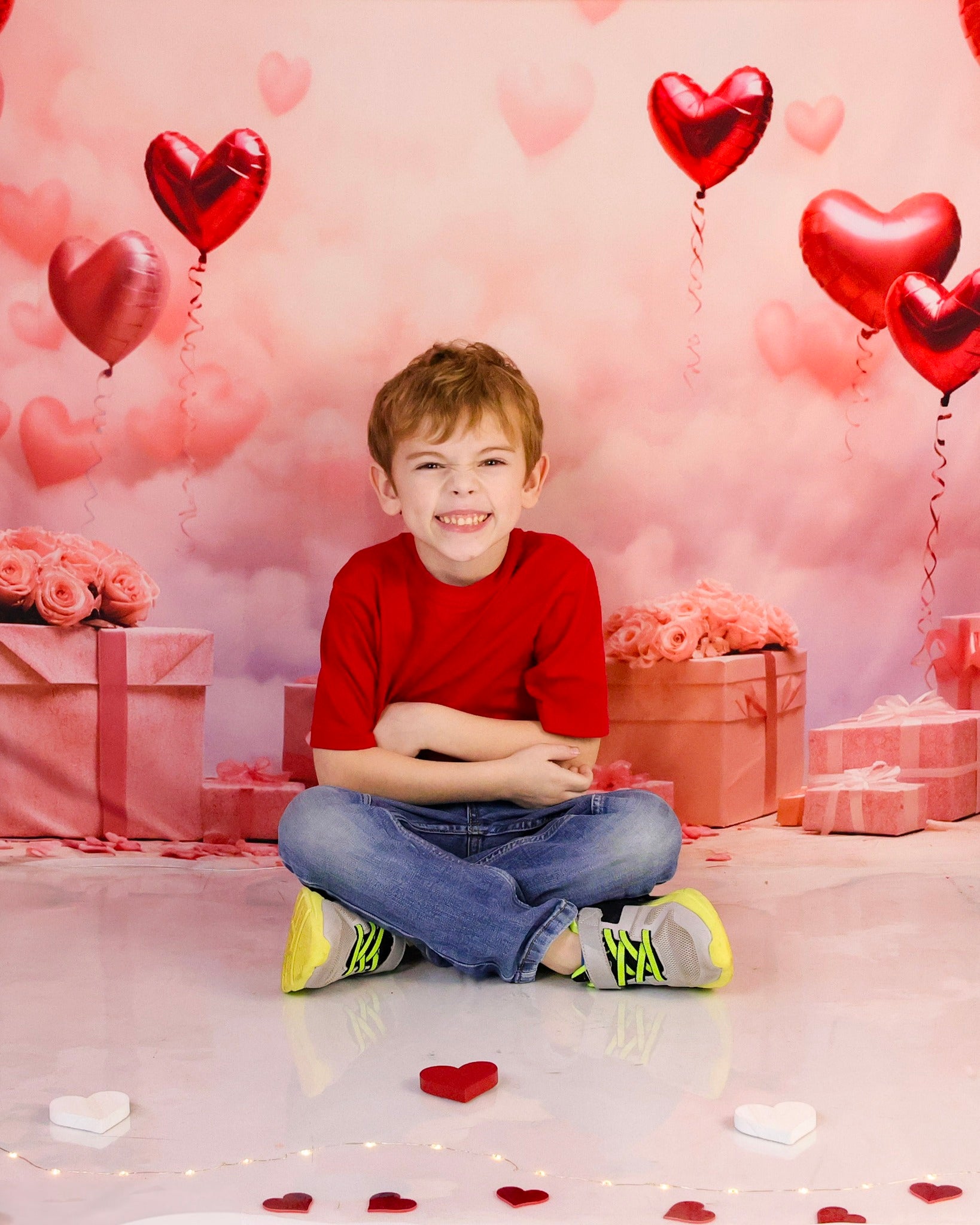 Valentine Backdrop Romantic Heart Balloons Gifts Valentine Photography Backdrop MRR9-86
