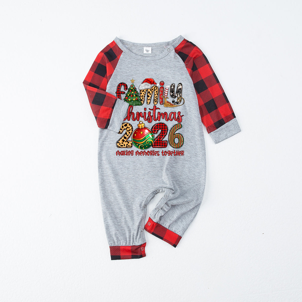 Christmas Pajamas Colorful Ornament Letter Print Matching Family Photo Outfit Christmas Sleepwear CHP-112