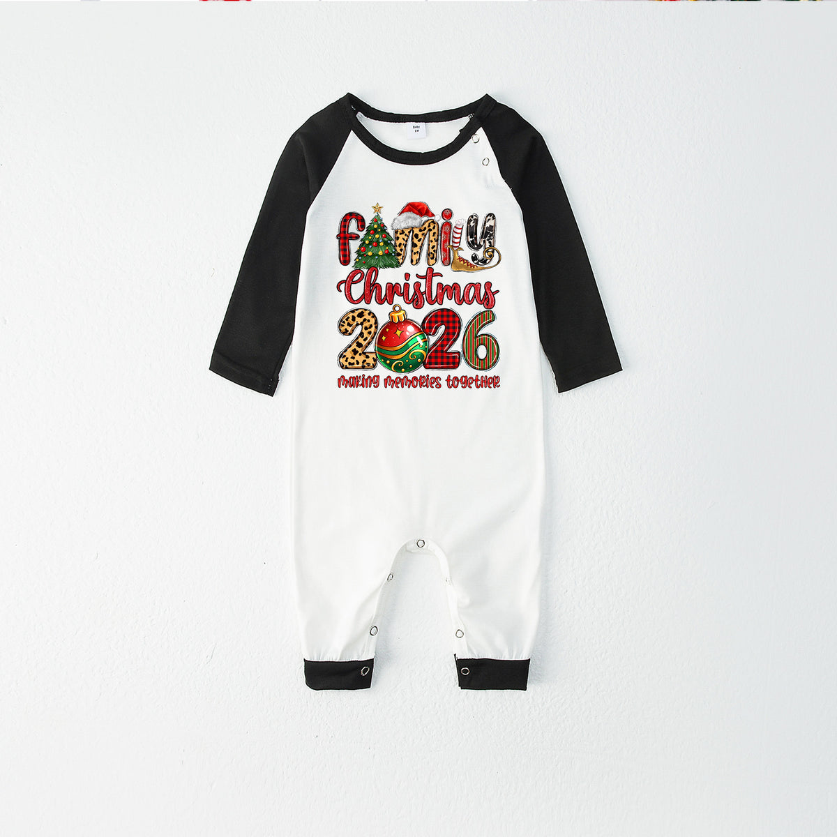 Christmas Pajamas Family Christmas 2026 Mixed Pattern Letter Print Matching Family Photoshoot Sleepwear CHP-123