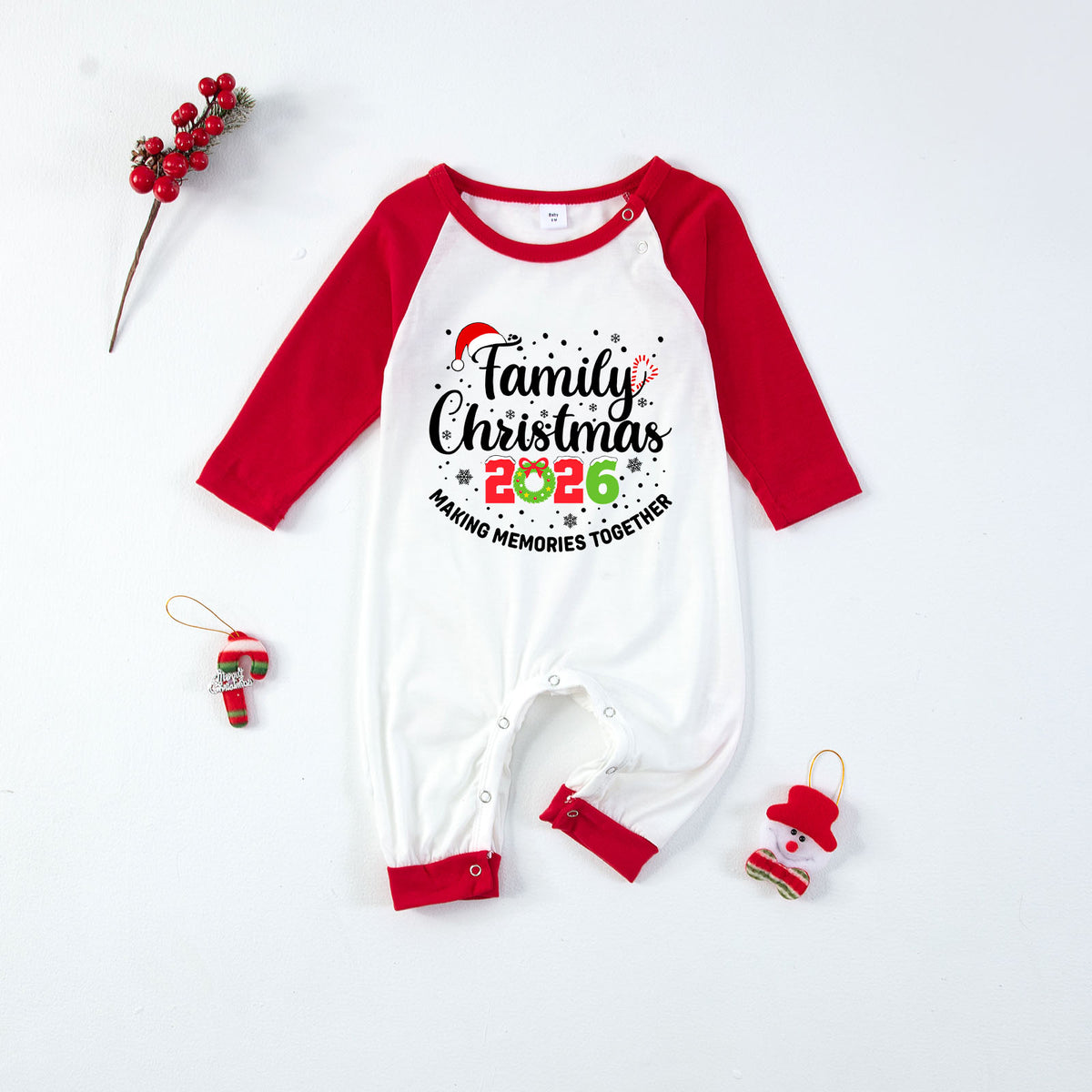 Christmas Pajamas Family Christmas 2026 Wreath Candy Cane Santa Hat Matching Family Sleepwear CHP-135