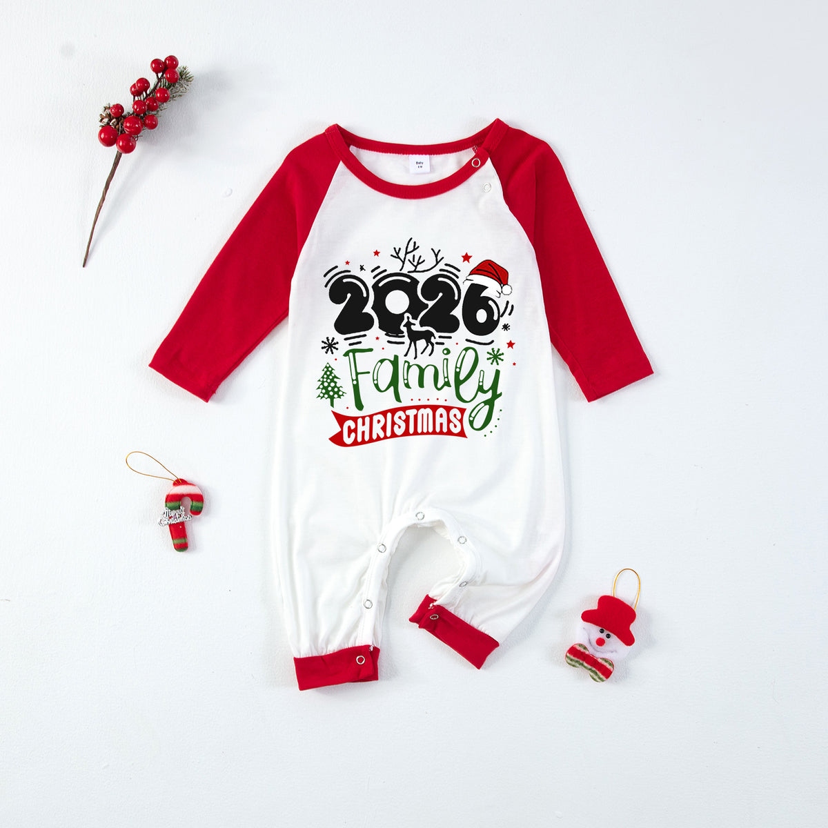 Christmas Pajamas 2026 Family Christmas Reindeer Antler Print Matching Family Sleepwear CHP-130