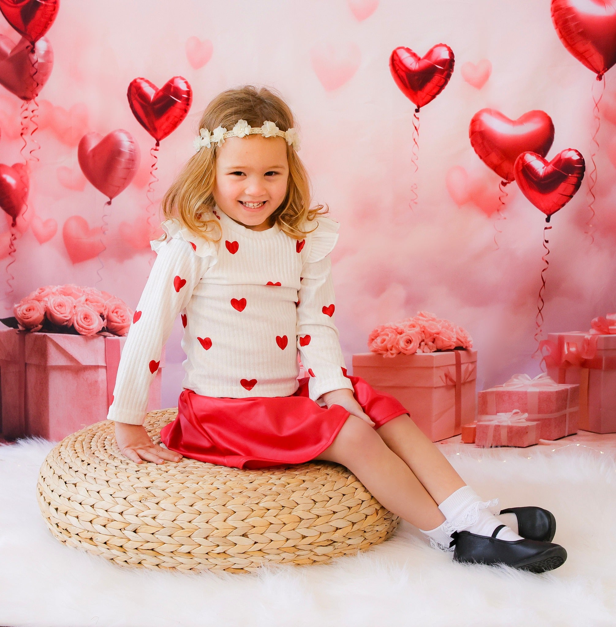 Valentine Backdrop Romantic Heart Balloons Gifts Valentine Photography Backdrop MRR9-86