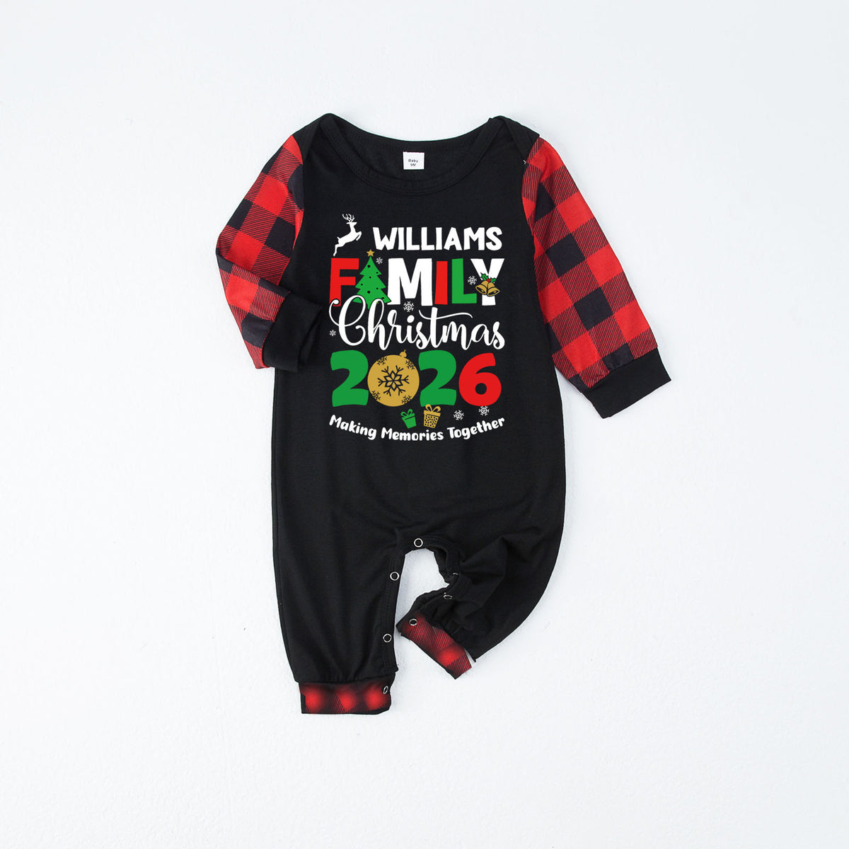 Matching Family Christmas Pajamas Reindeer Tree Family Lettering Christmas Pajama Set CHP-48