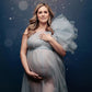 One-shoulder floral tulle split maternity photography dress RB13