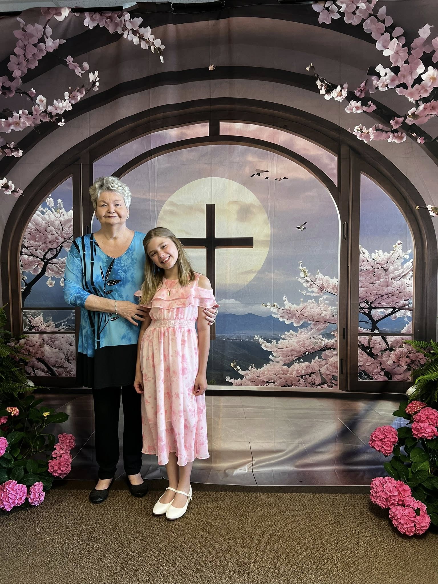 Easter Backdrop Cross Blossom Framed Window Backdrop BRP11-322