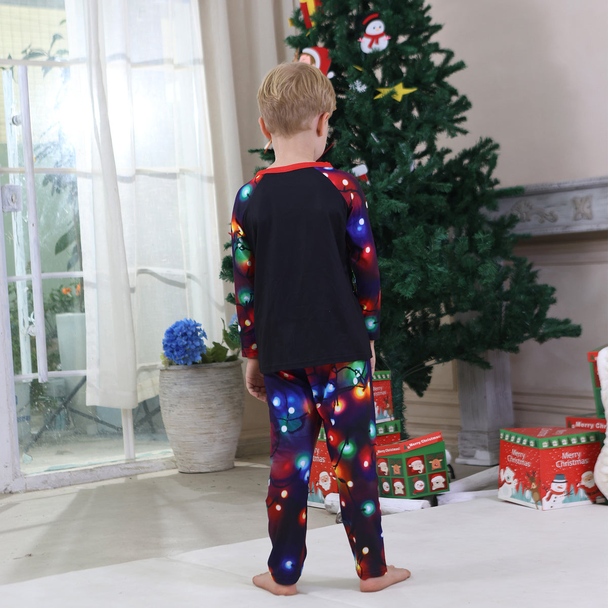 Christmas Card Photo Outfits Sparkling Tree Lights Print Christmas Photo Session Outfits CHP-93
