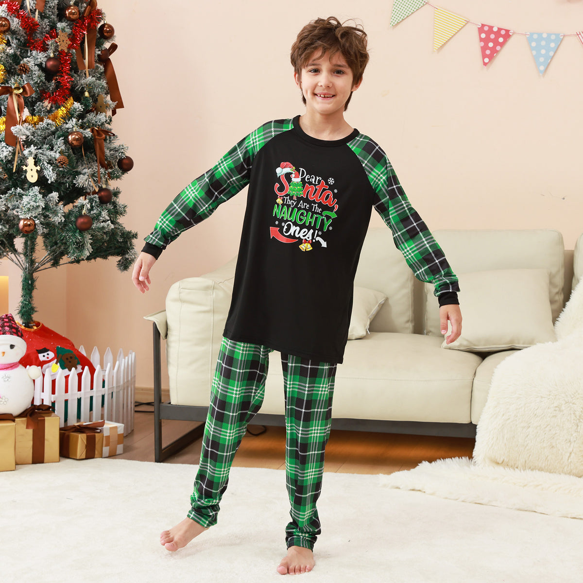 Christmas Sleepwear Naughty Santa Print Christmas Photo Session Outfits CHP-83