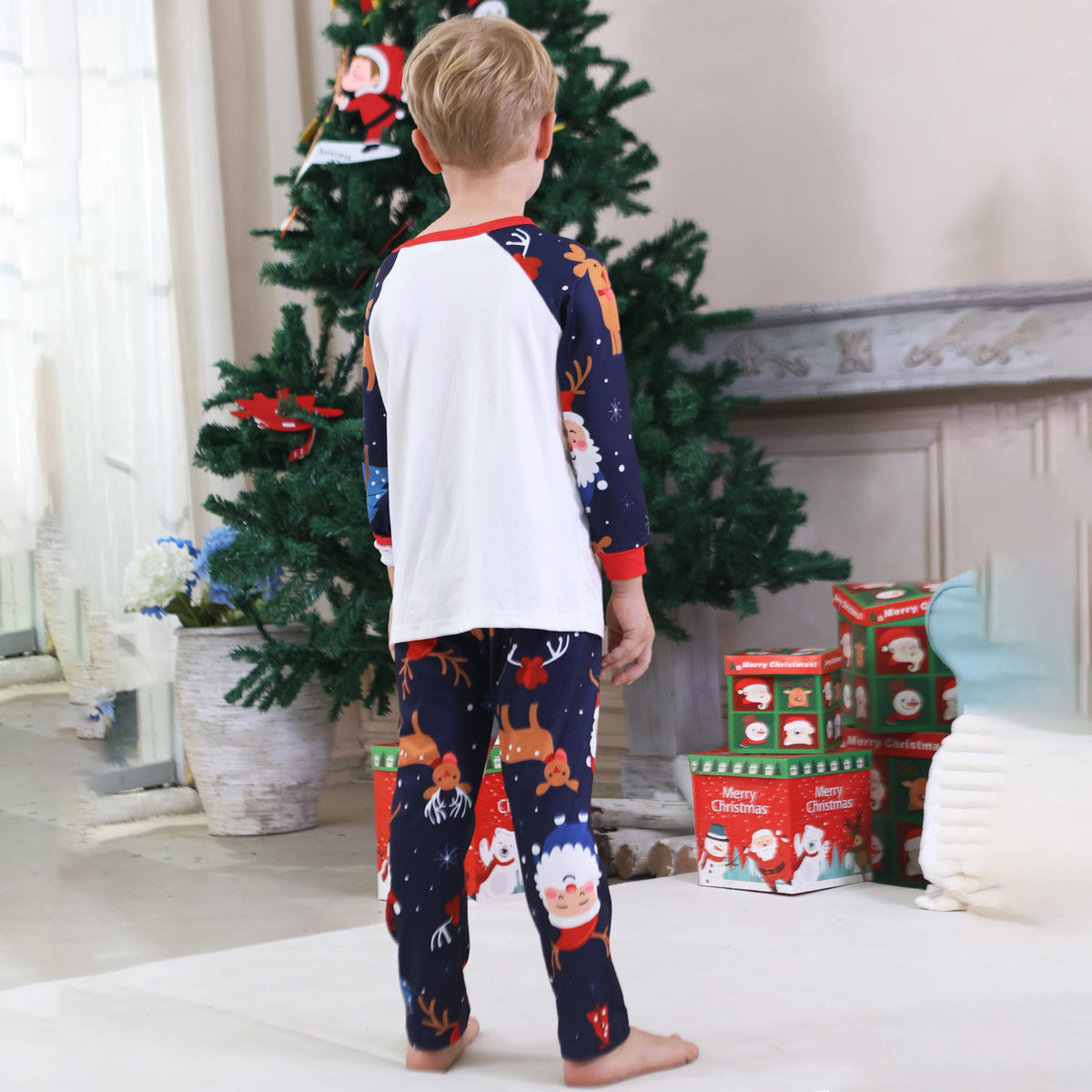 Christmas Photo Session Outfits Santa Reindeer Sleigh Gift Print Christmas Card Photo Outfits CHP-94