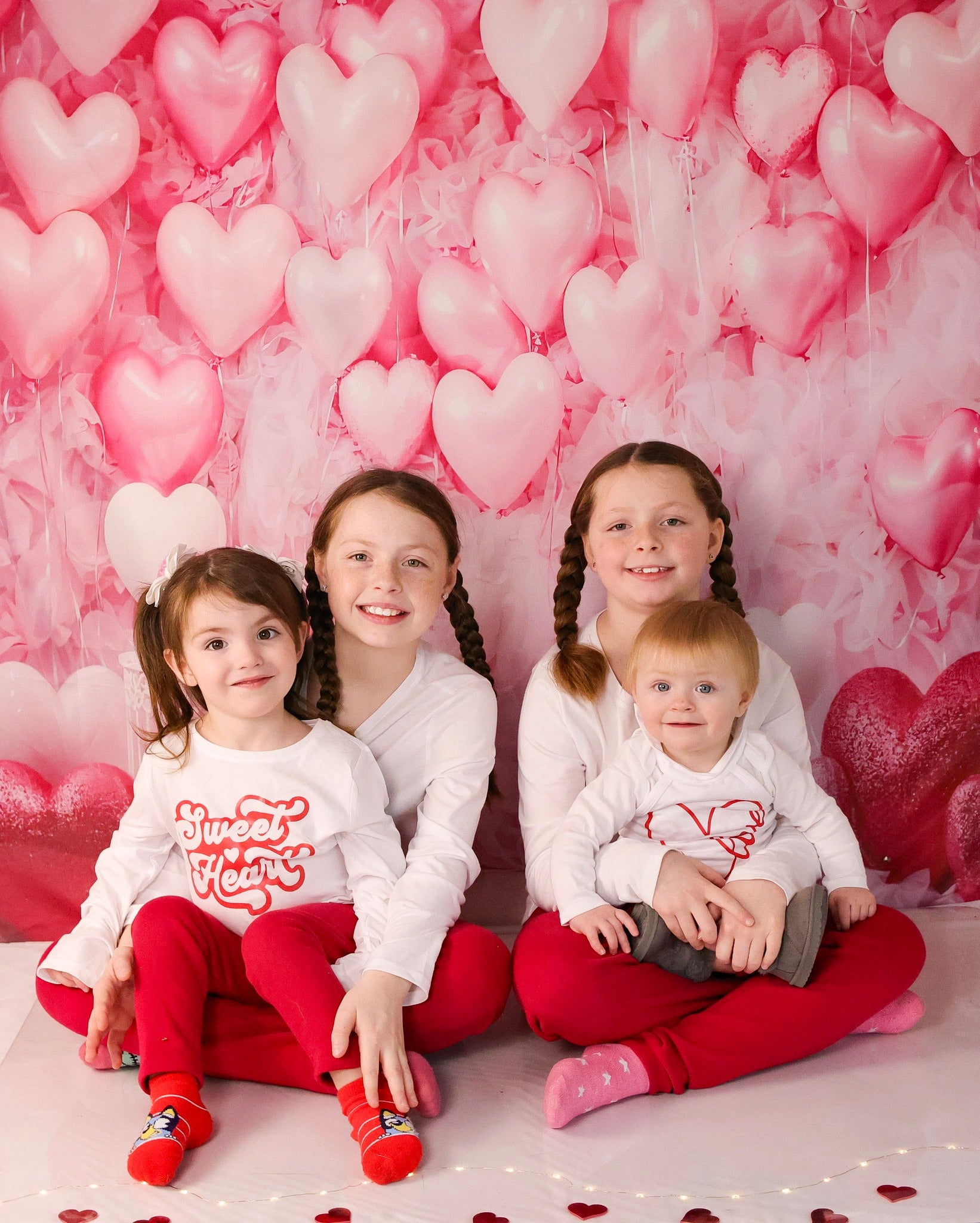 Valentine Backdrop Pink Heart Balloon Wall Valentine's Day Backdrop MRR9-88