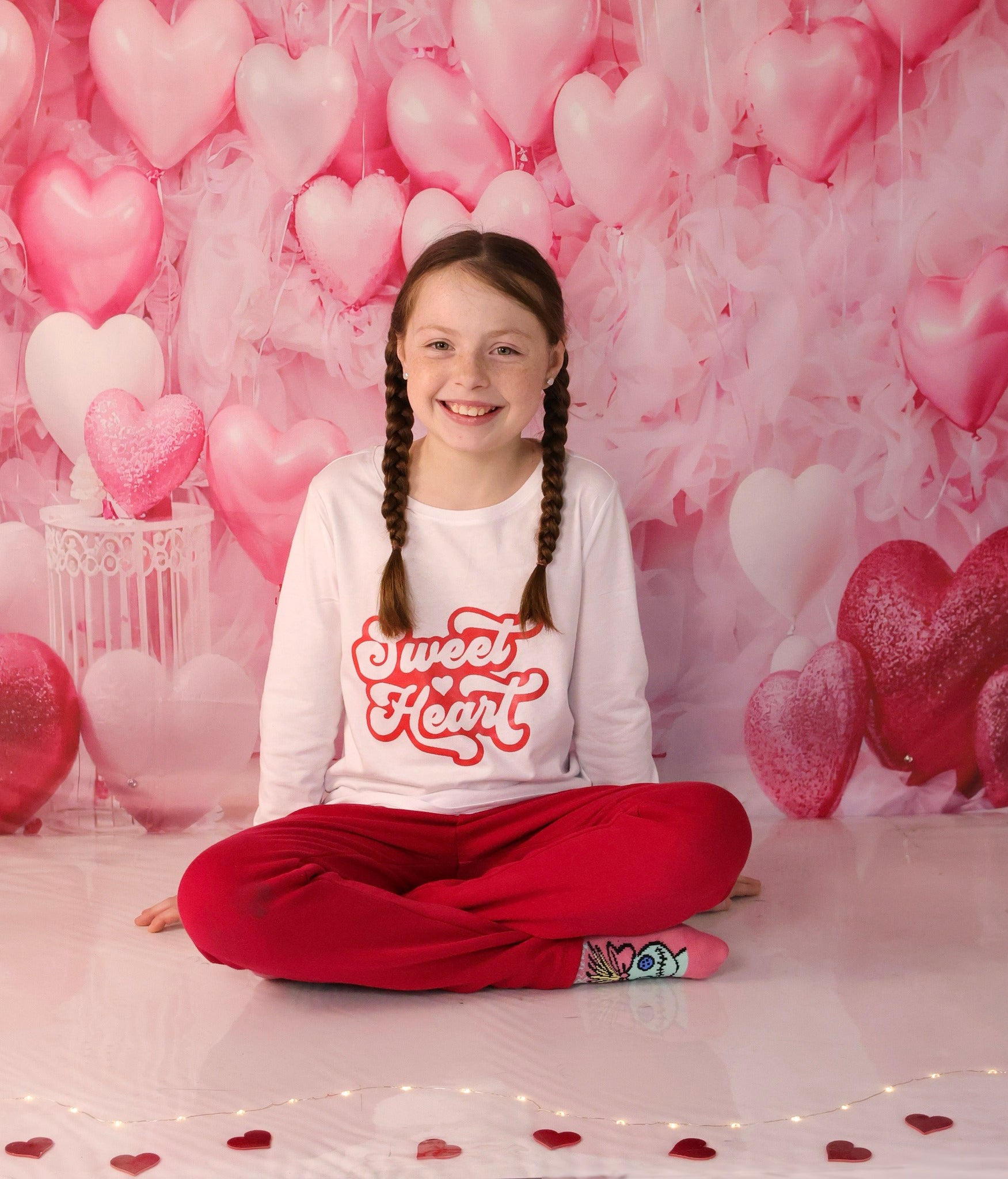Valentine Backdrop Pink Heart Balloon Wall Valentine's Day Backdrop MRR9-88