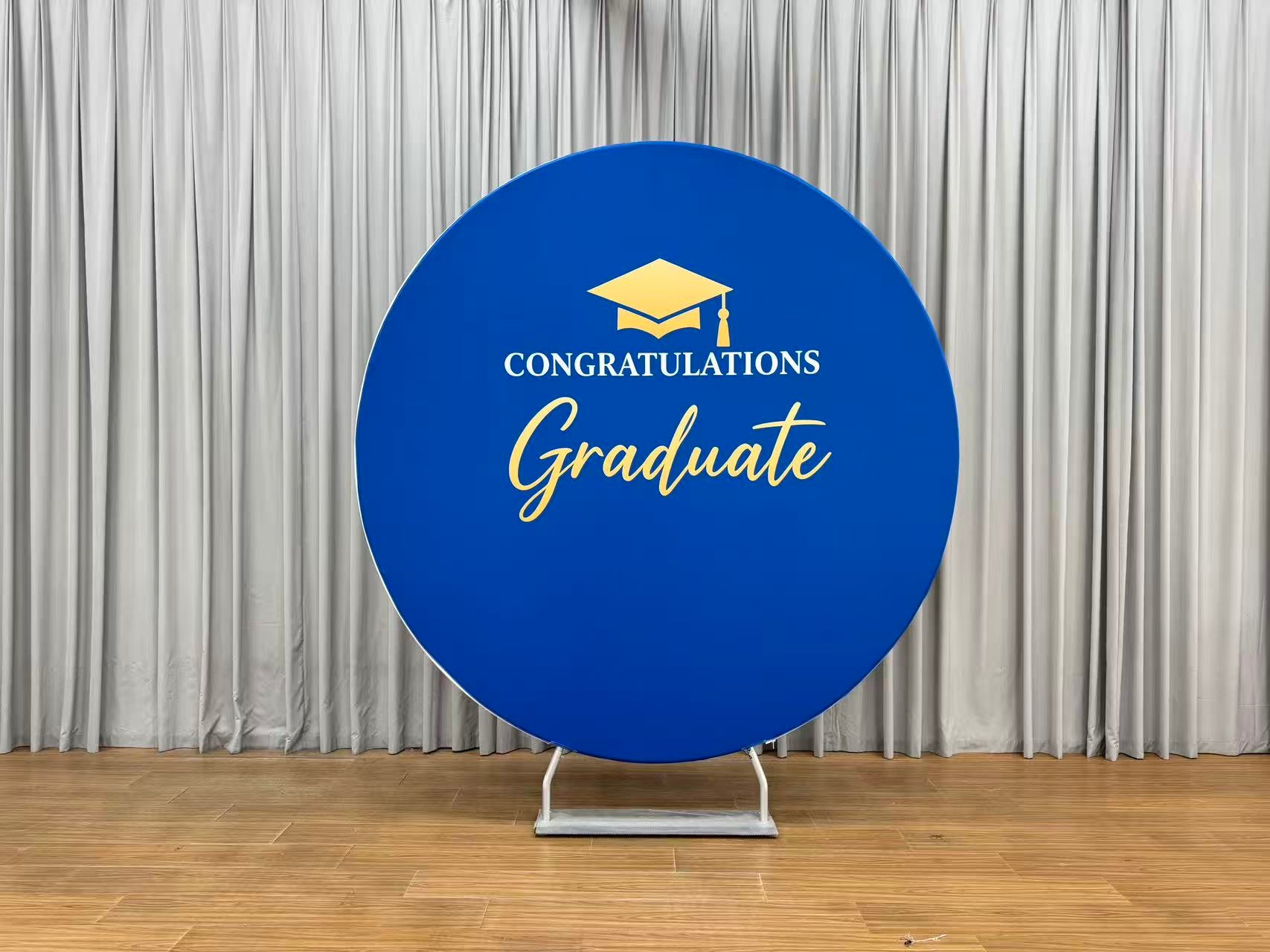 Custom Photo Text Fabric Round Backdrop Party Decorations