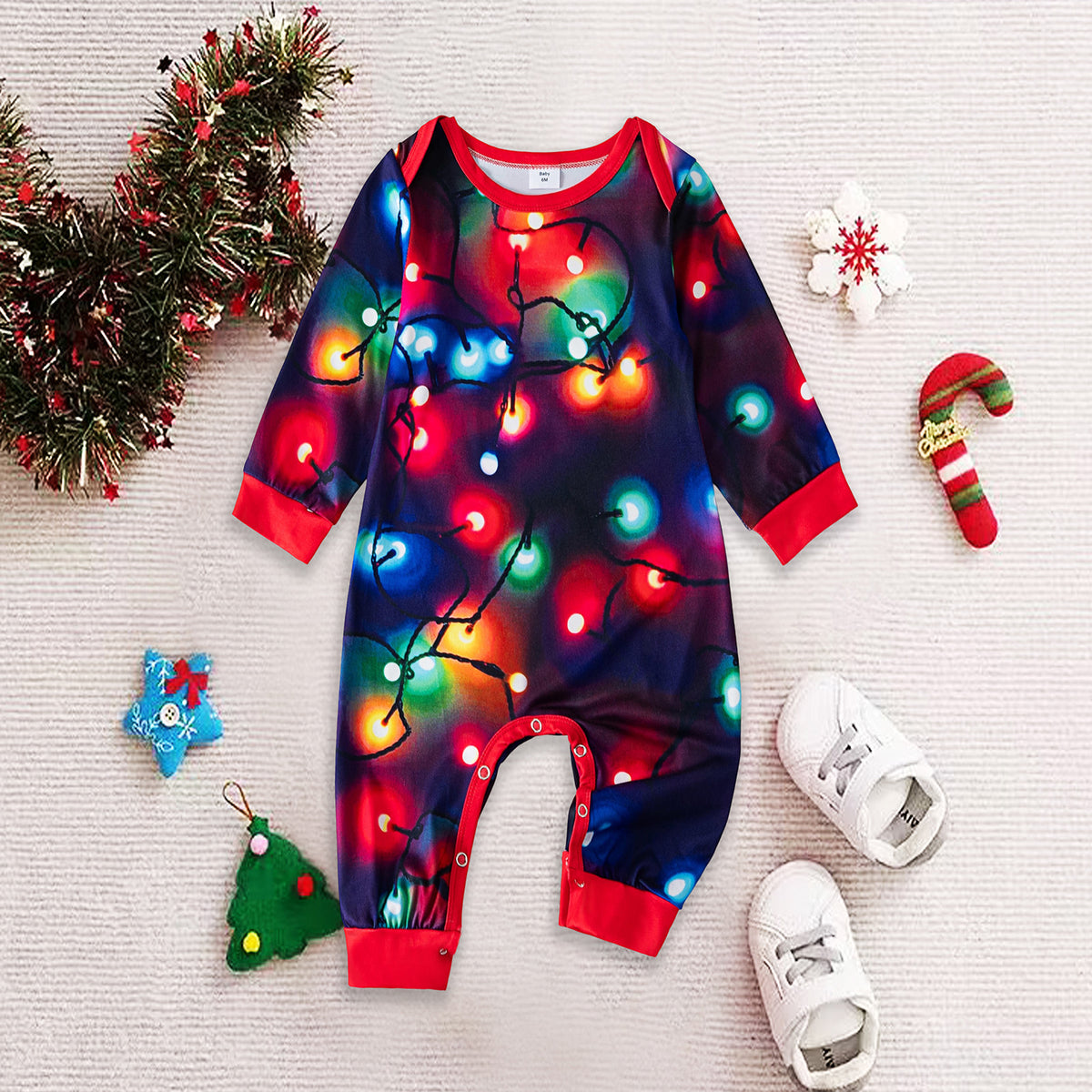 Christmas Card Photo Outfits Sparkling Tree Lights Print Christmas Photo Session Outfits CHP-93