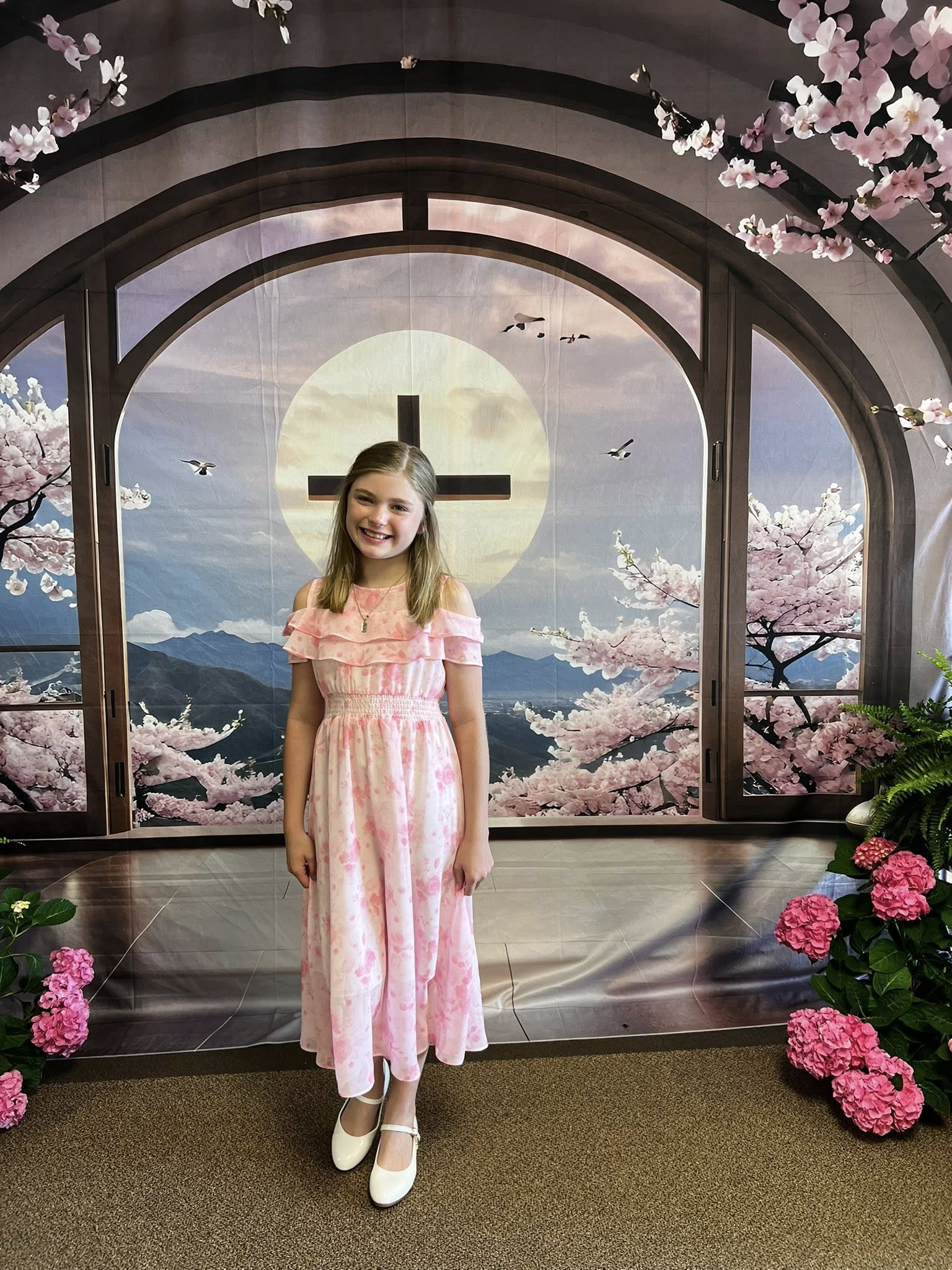 Easter Backdrop Cross Blossom Framed Window Backdrop BRP11-322