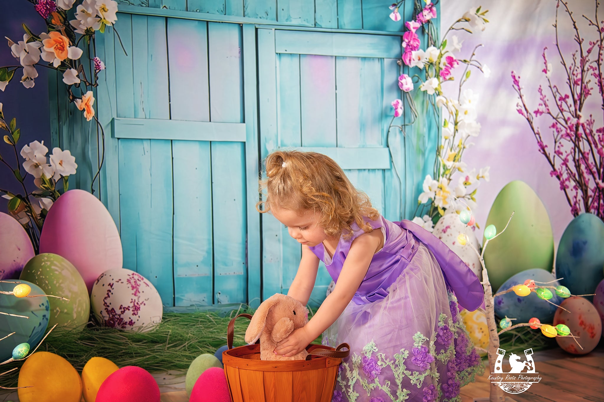 Easter Egg Backdrop Vibrant Blue Egg Hut Backdrop BRP1-289