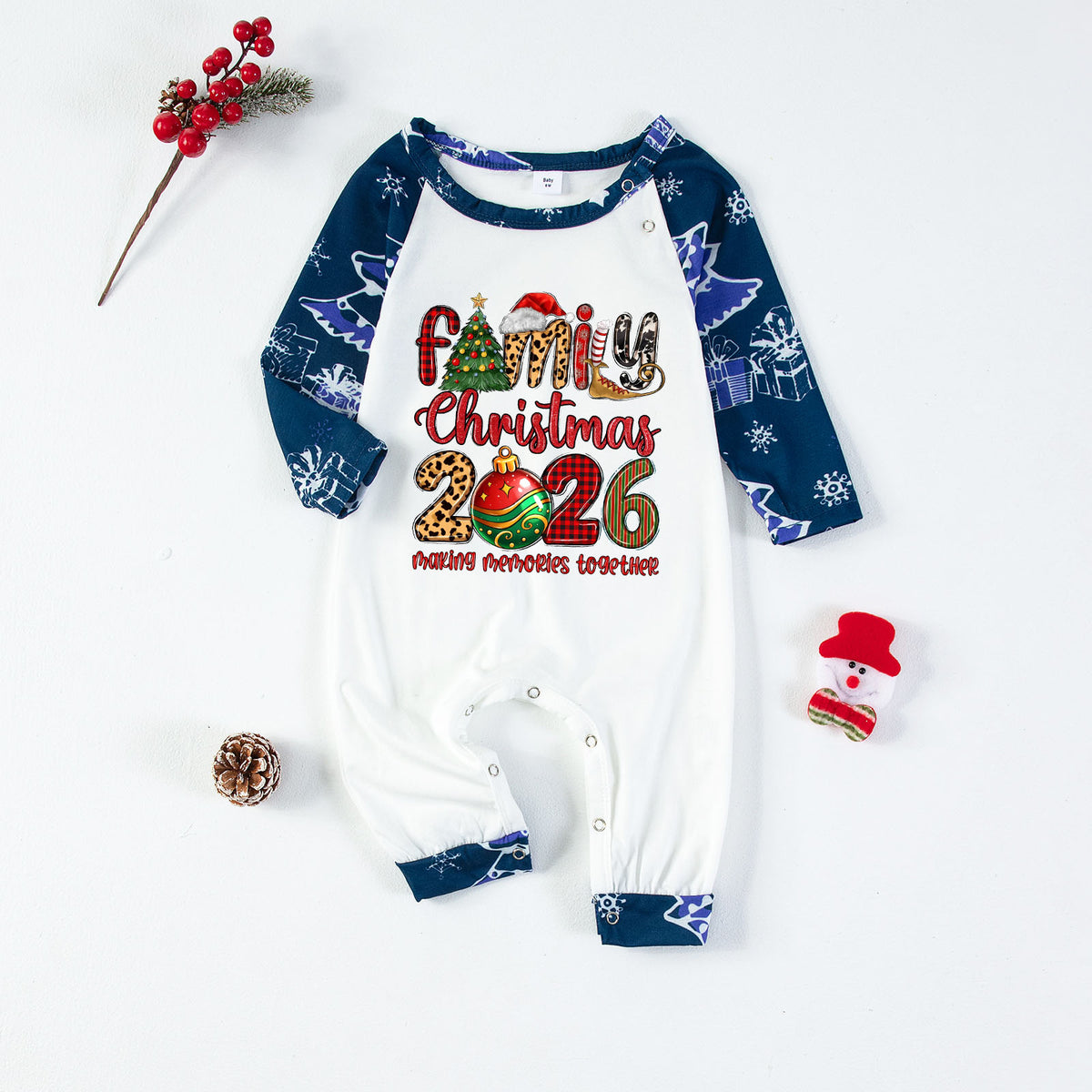 Christmas Pajamas Family Christmas 2026 Leopard Plaid Letter Ornament Print Matching Family Sleepwear CHP-144