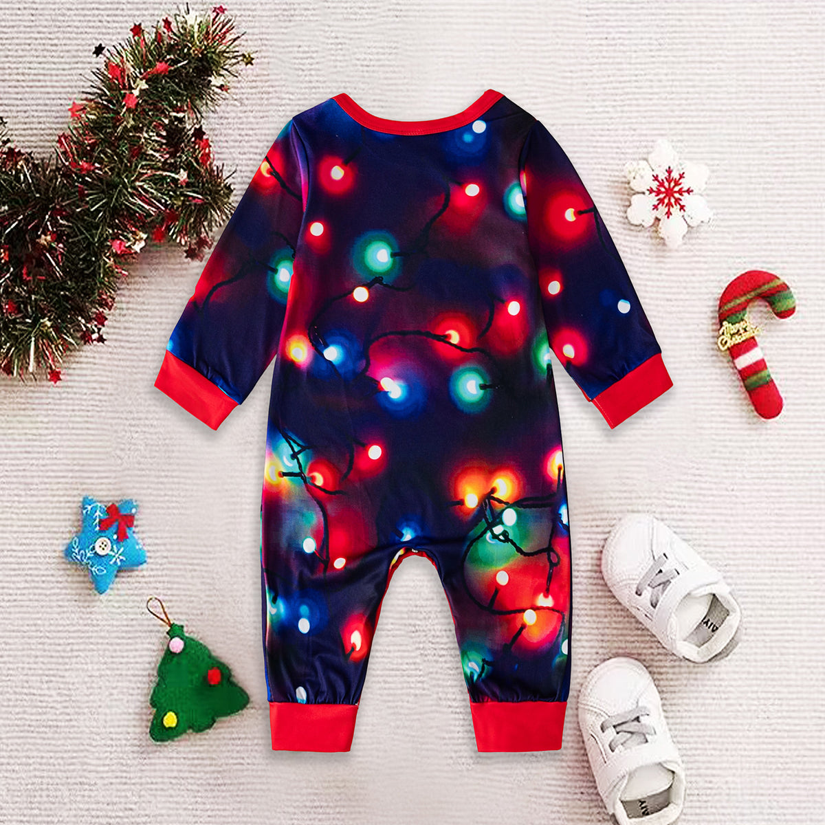 Christmas Card Photo Outfits Sparkling Tree Lights Print Christmas Photo Session Outfits CHP-93