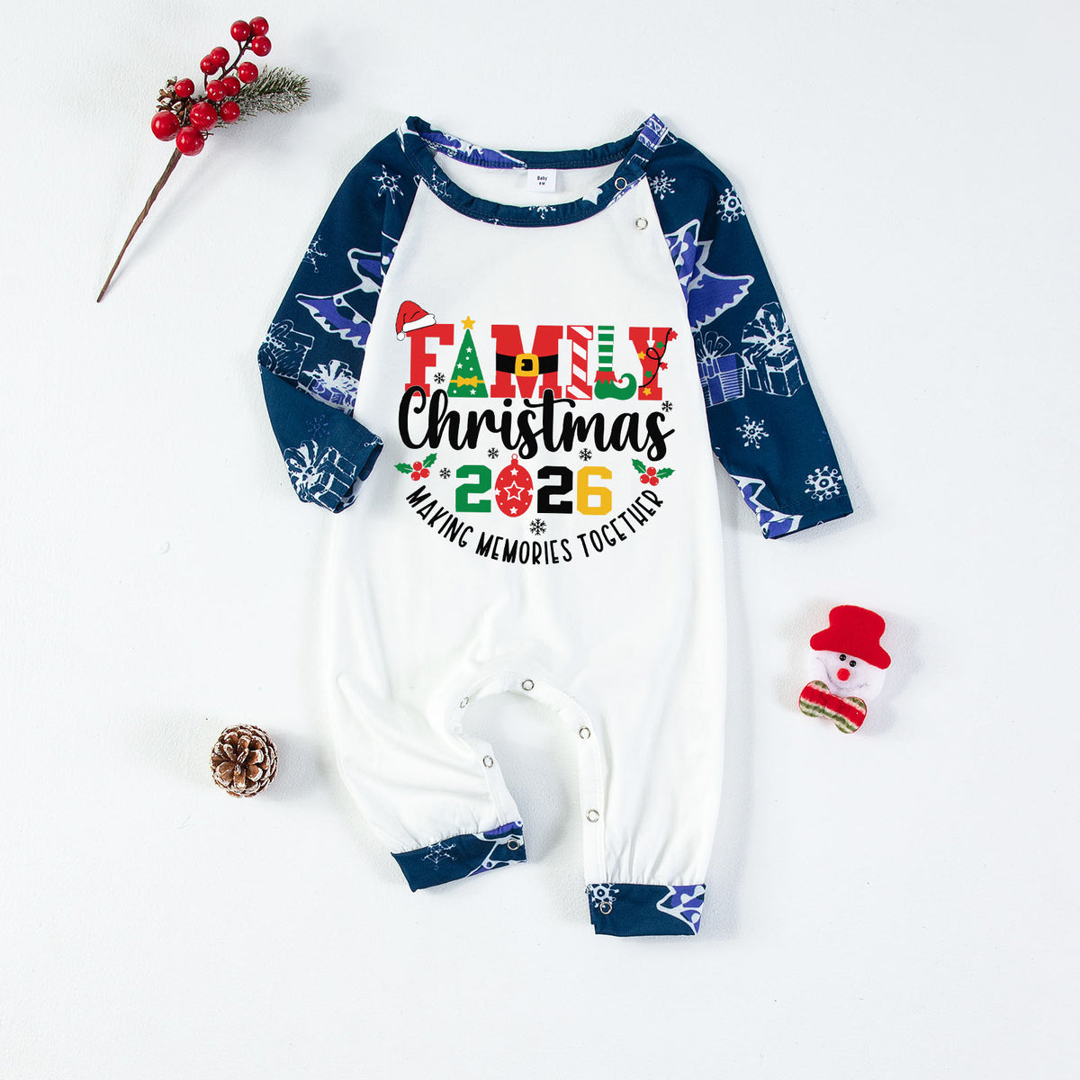 Christmas Pajamas Family Christmas 2026 Santa Hat Festive Lettering Matching Family Sleepwear CHP-142