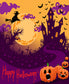 Happy Halloween Pumpkin Moon Castle Photo Backdrop DBD-P19055
