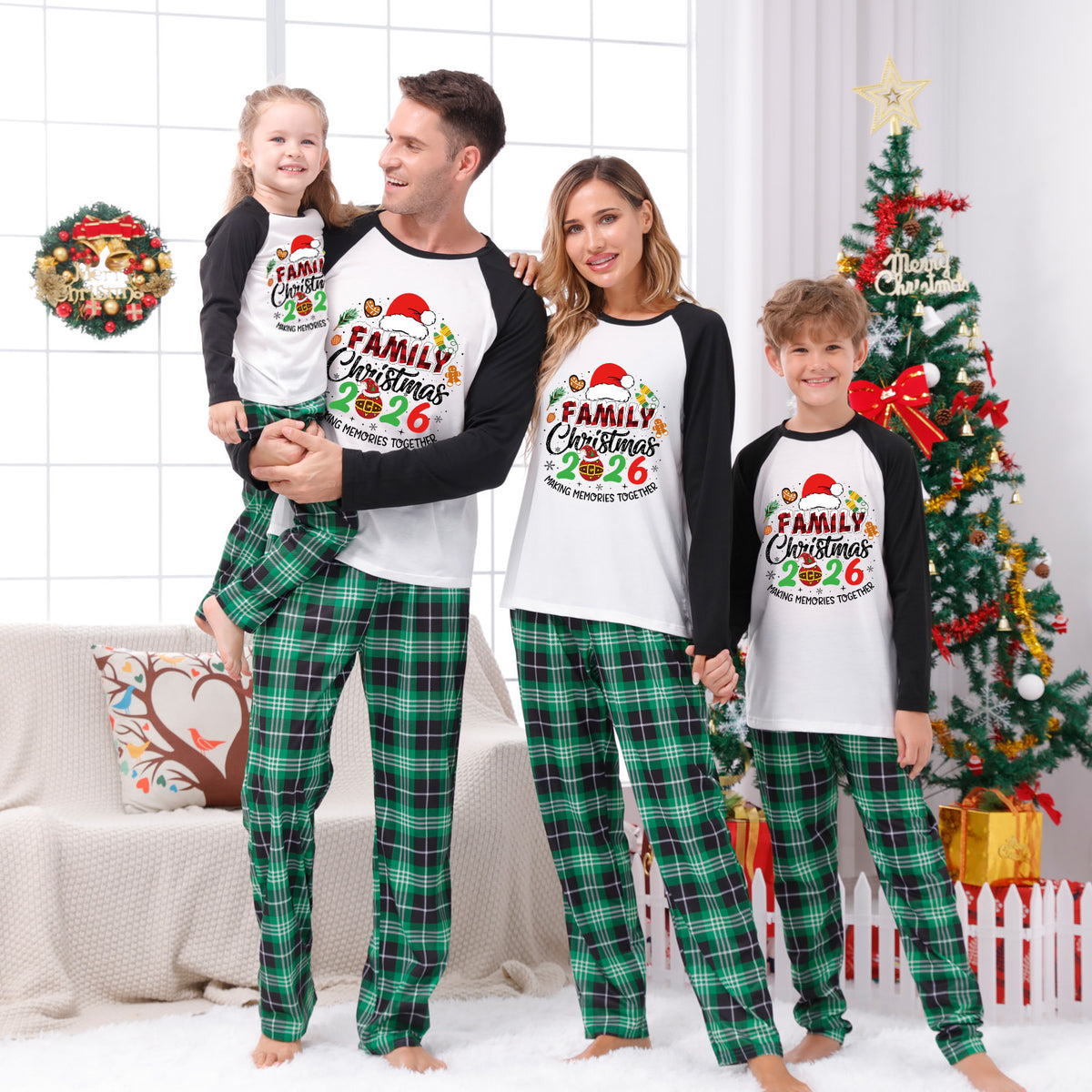 Christmas Photo Session Outfits Colorful Santa Family Graphic Family Christmas Pajamas CHP-64