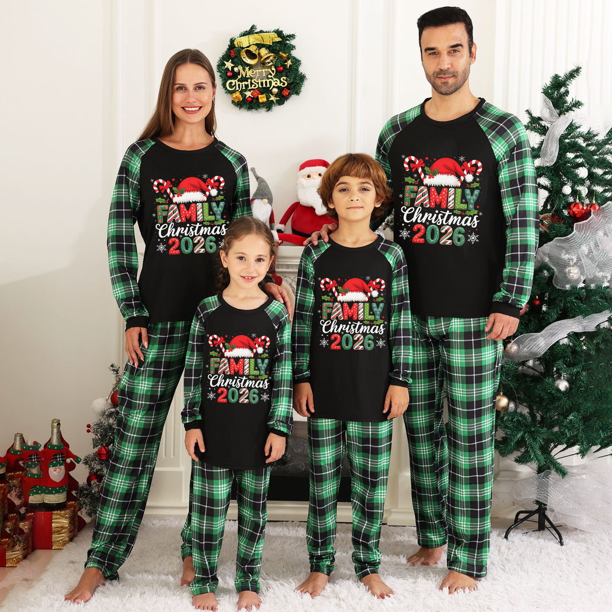 Christmas PJs Candy Cane Santa Print Cozy Christmas Pajamas CHP-20