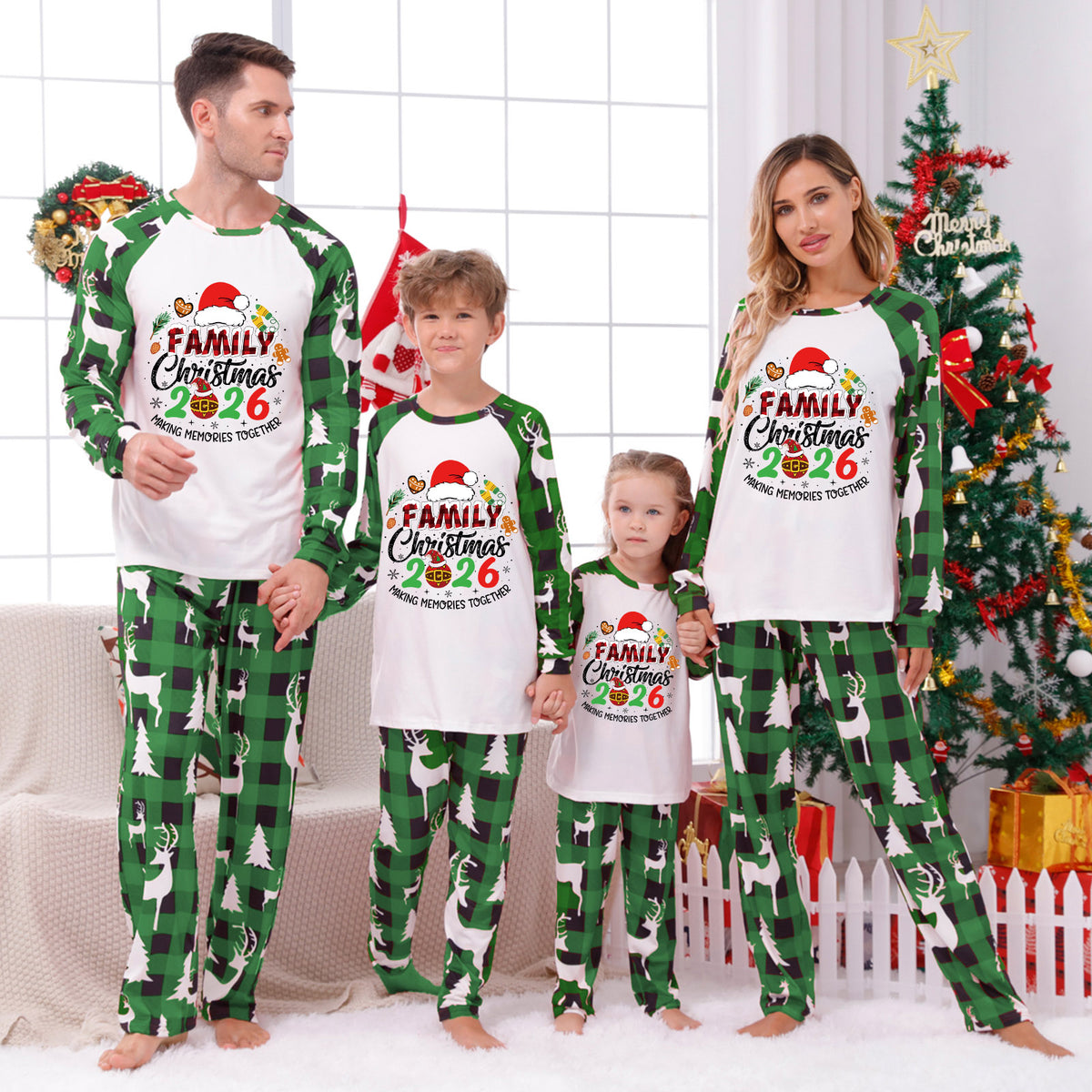 Christmas Pajama Set Santa Gingerbread Print Christmas Nightwear CHP-2