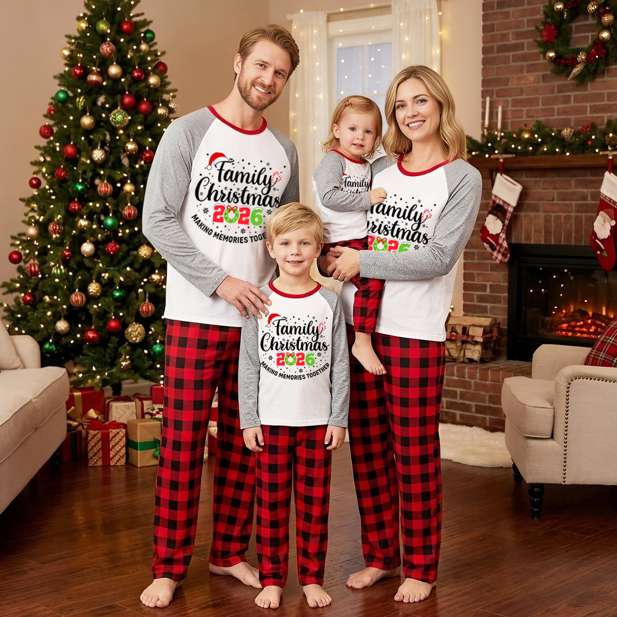 Christmas Pajamas Family Christmas 2026 Candy Cane Script Matching Family Photoshoot Outfit Christmas Sleepwear CHP-113