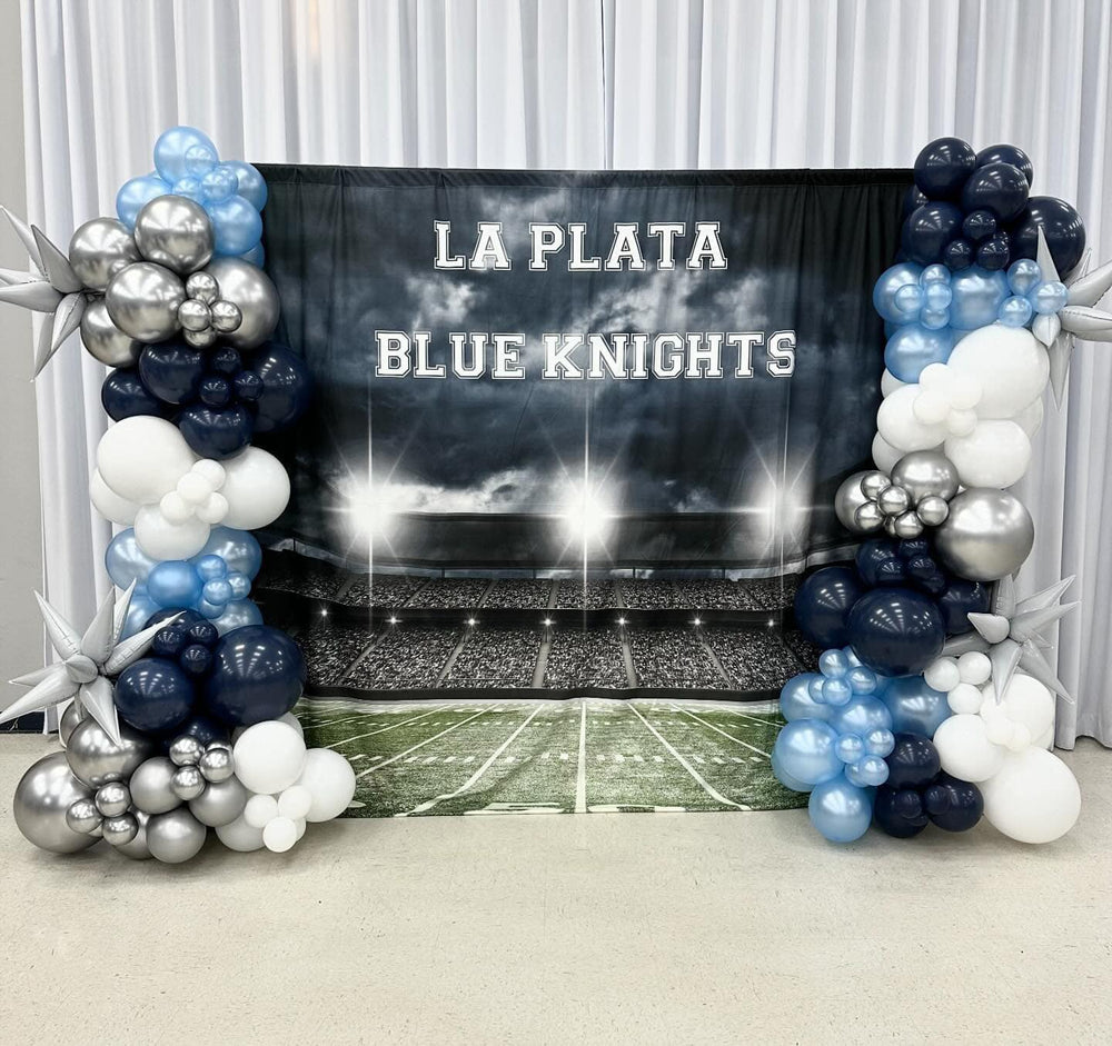 Football Field Backdrop Stadium Lights Green Lawn Background G-305
