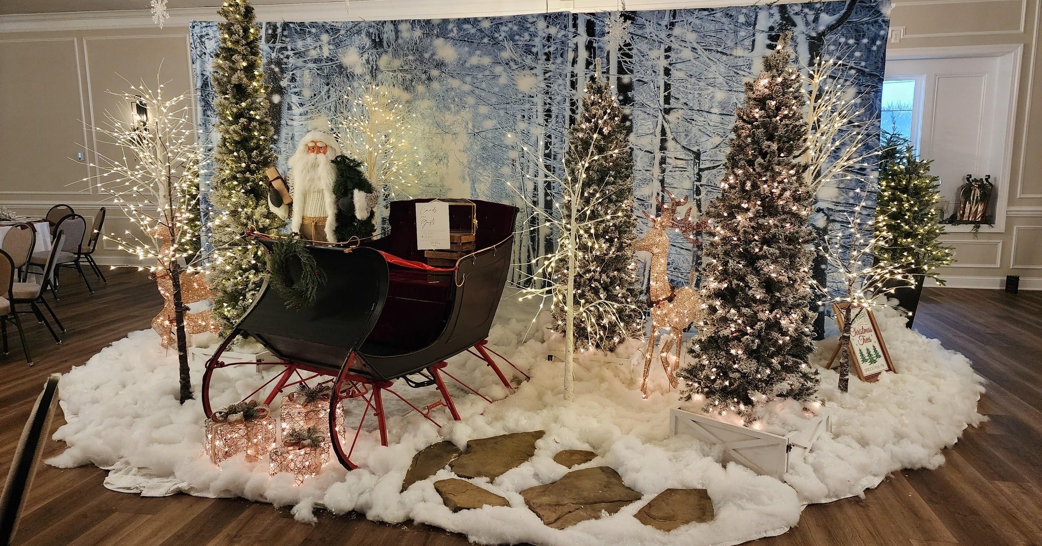 Beautiful White Forest Snow Scene Christmas Backdrops GX-1070