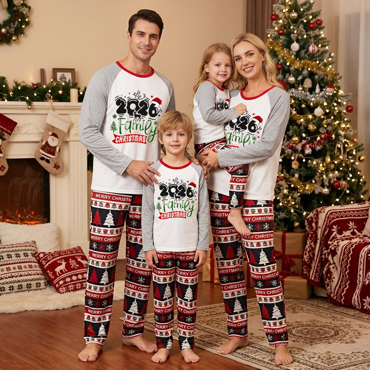 Christmas Pajamas Reindeer Family Festive Design Dad and Kids Christmas Pajamas CHP-59