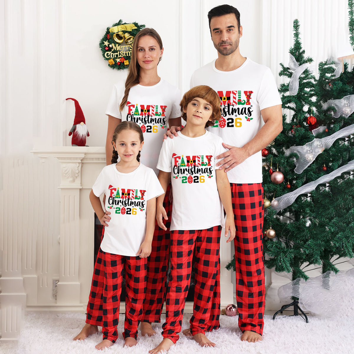 Matching Christmas Pajamas Colorful Typography Ornaments Christmas Eve Pajamas CHP-26