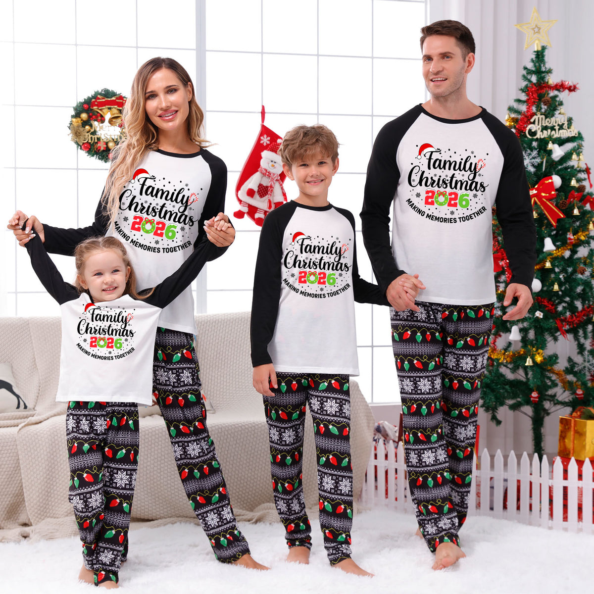 Christmas Pajamas Family Christmas 2026 Candy Cane Letter Print Matching Family Photoshoot Sleepwear CHP-124