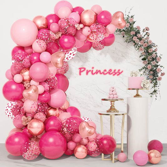 Wedding Theme Pink Rose Gold Heart Aluminum Balloon Chain BA15