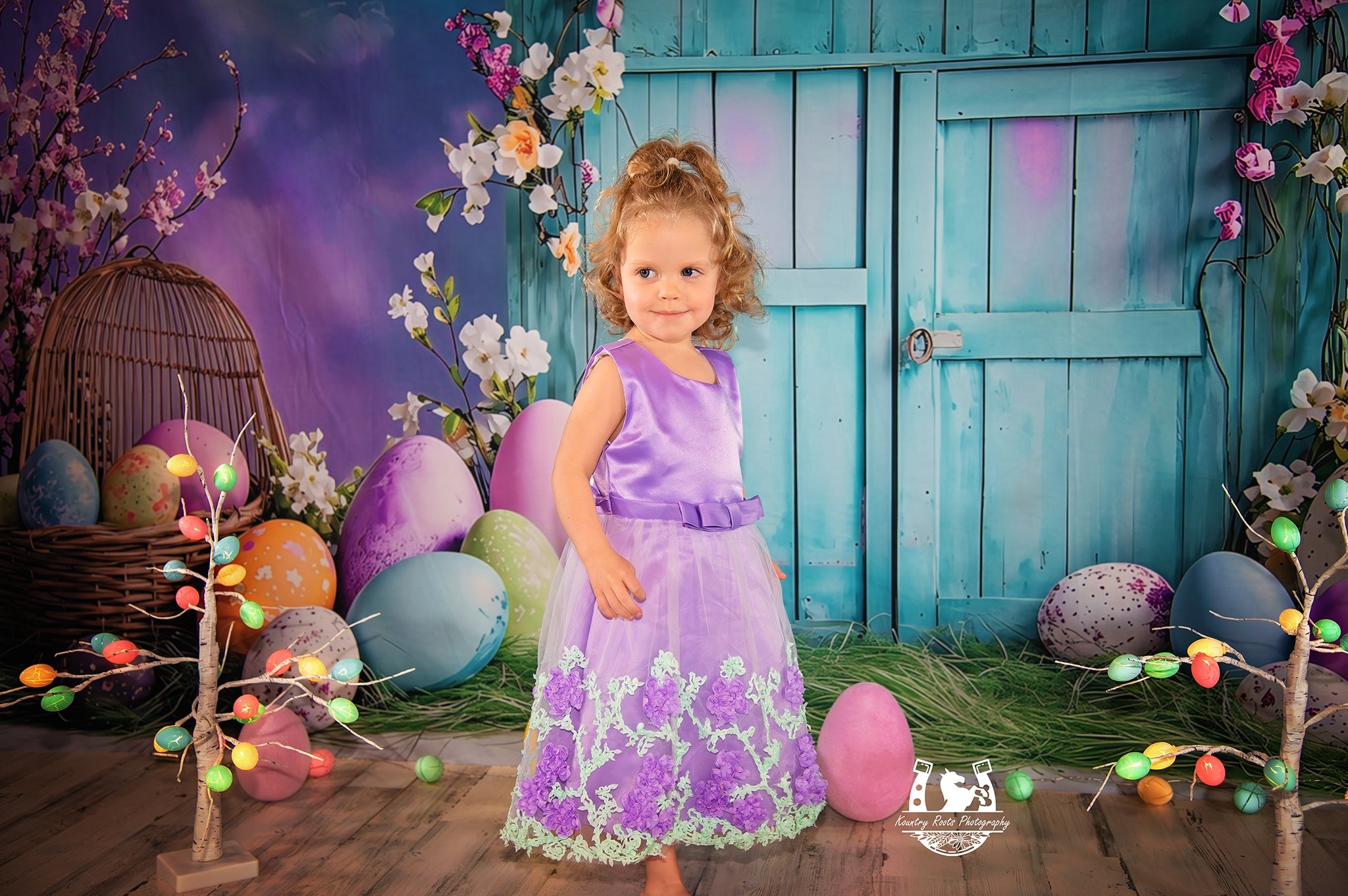 Easter Egg Backdrop Vibrant Blue Egg Hut Backdrop BRP1-289