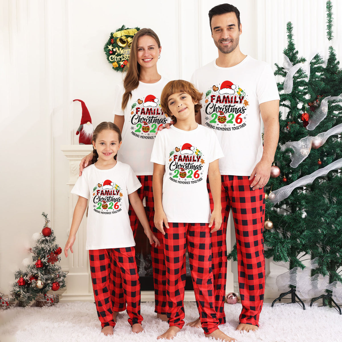 Christmas Pajama Set Santa Hat Memory Lettering Christmas Long Sleeve Pajamas CHP-22