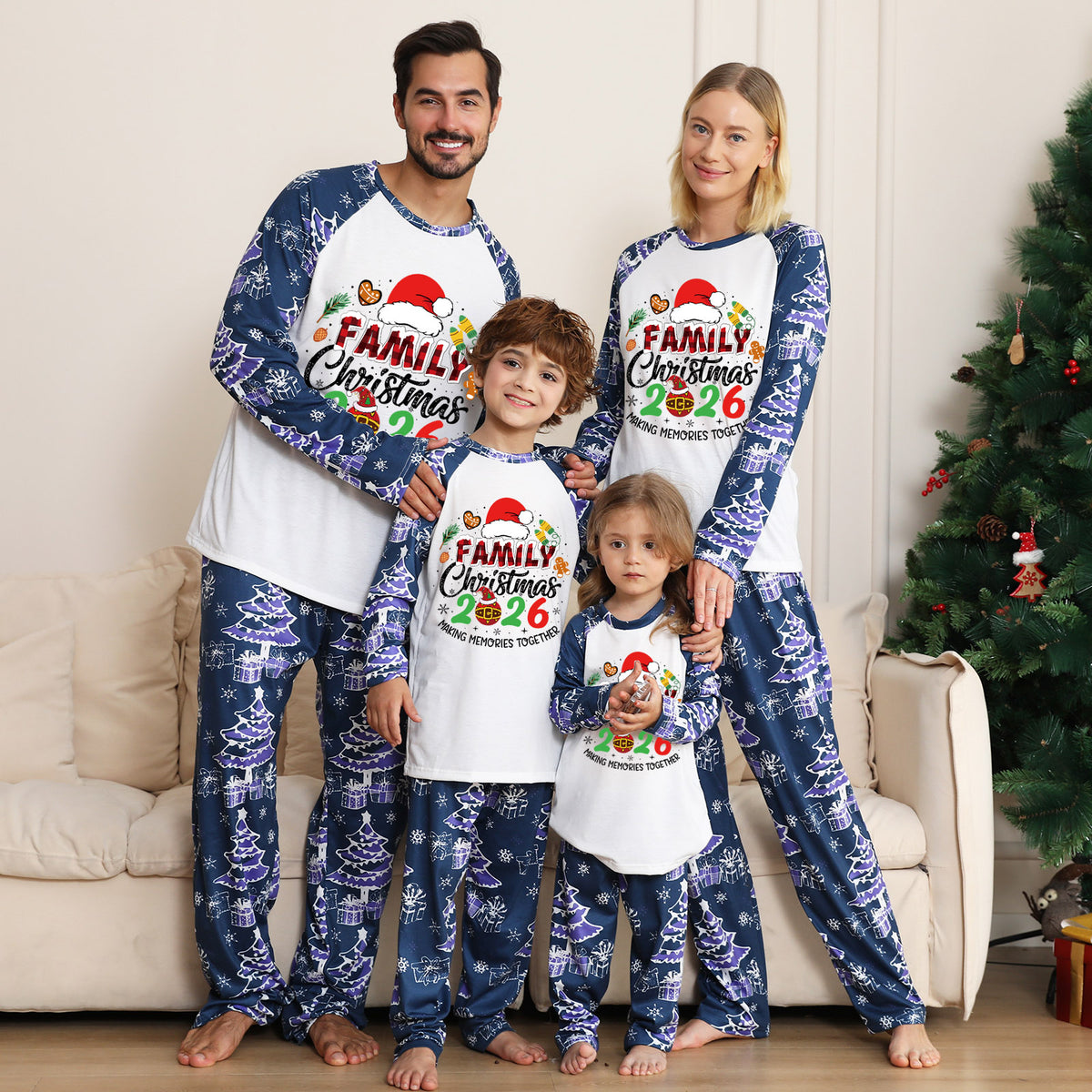Christmas Pajamas Family Christmas 2026 Santa Hat Gingerbread Print Matching Family Sleepwear CHP-137